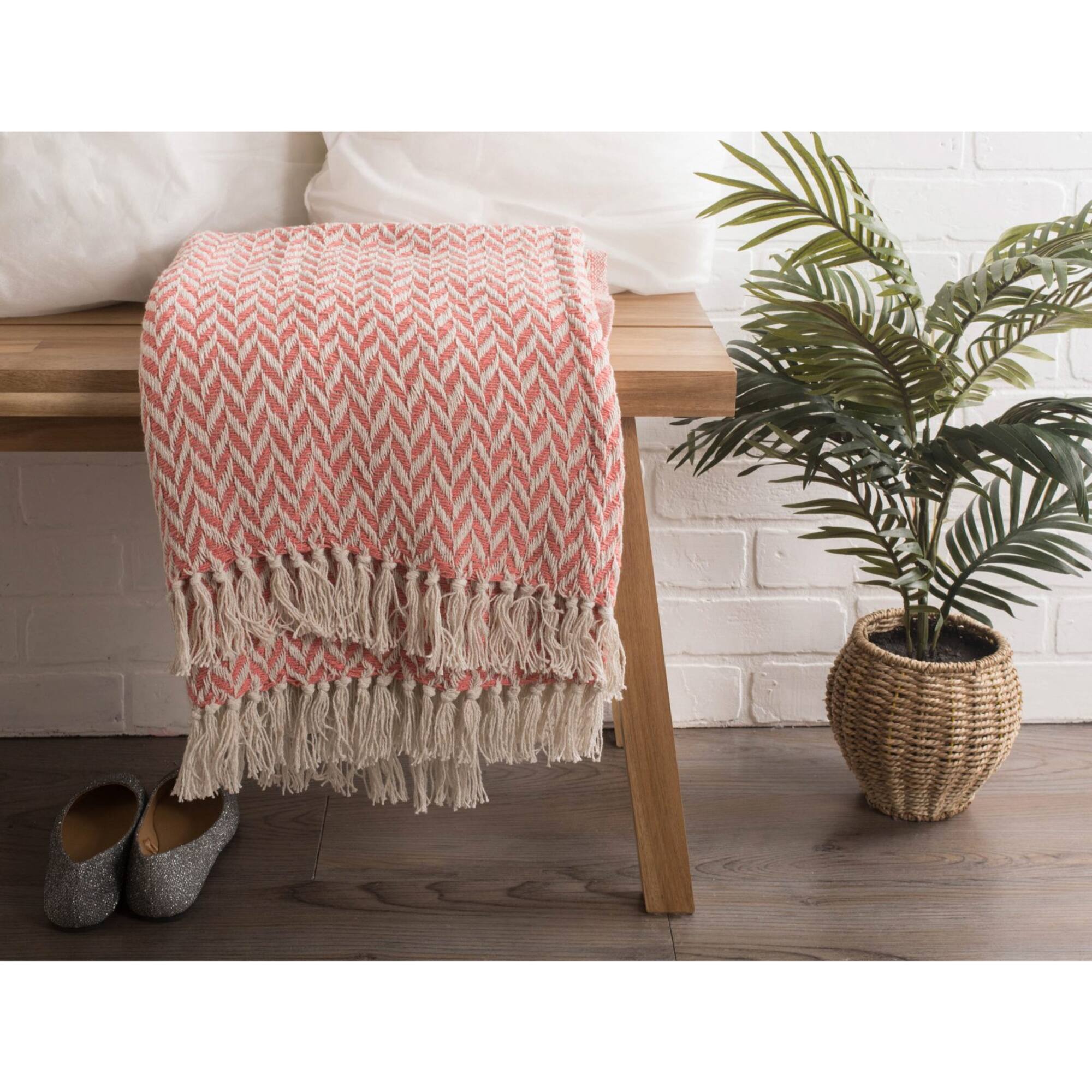 DII® Blush Pink Zig-Zag Throw